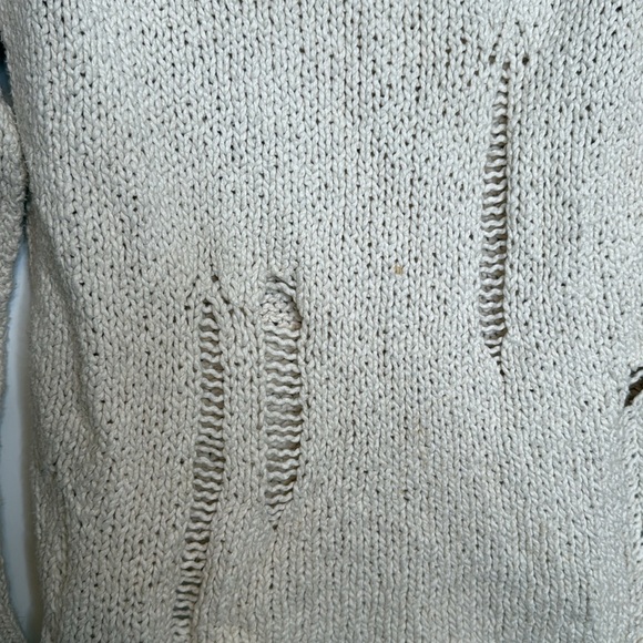Free People 100% Cotton Distressed Cream Sweater - XS - Picture 2 of 5